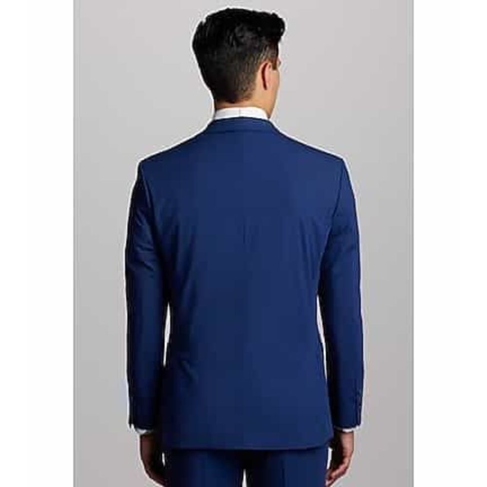 Jos. A. Bank Mens Slim Fit Traveler Suit Jacket and Pants Wool Blend Navy Blue S - Picture 3 of 16